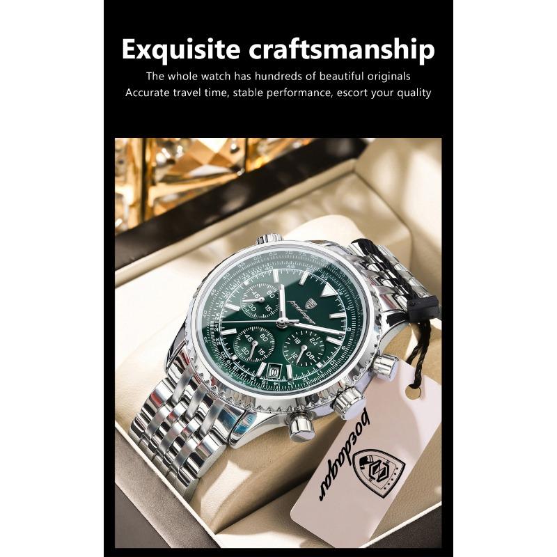 POEDAGAR Casual Man Clock Chronograph Date Waterproof Luminous Quartz Watches Stainless Steel Fashion Wristwatch Reloj
