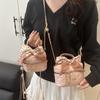 2025 Summer Mini Diamond-Pattern Crossbody Bag with Golden Ball Chain for Women