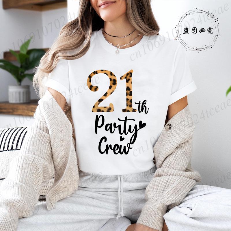 It's My 21th Birthday Leopard Birthday Vintage Graphic TShirt Unisexs Short Sleeve Crew Neck Casual with Retro Aesthetic Clothes