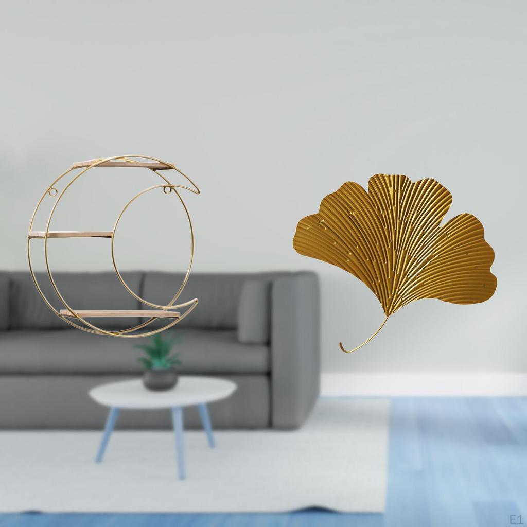 Modern Multifunctional Wall Mounted Shelf with Ginkgo Leaves Saving Decorative Storage for Living