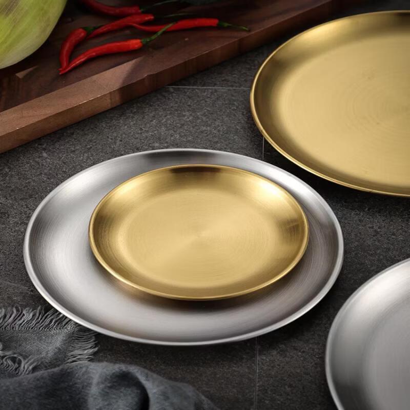 Korean Style 316 Stainless Steel Round Serving Plate