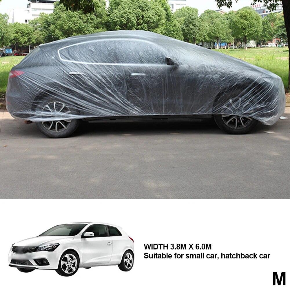 

Универсальный прозрачный автомобильный чехол с резинкой, полиэтиленовый пластик, прозрачный полный защитный экран для автомобиля, автомобильные чехлы с резинкой M