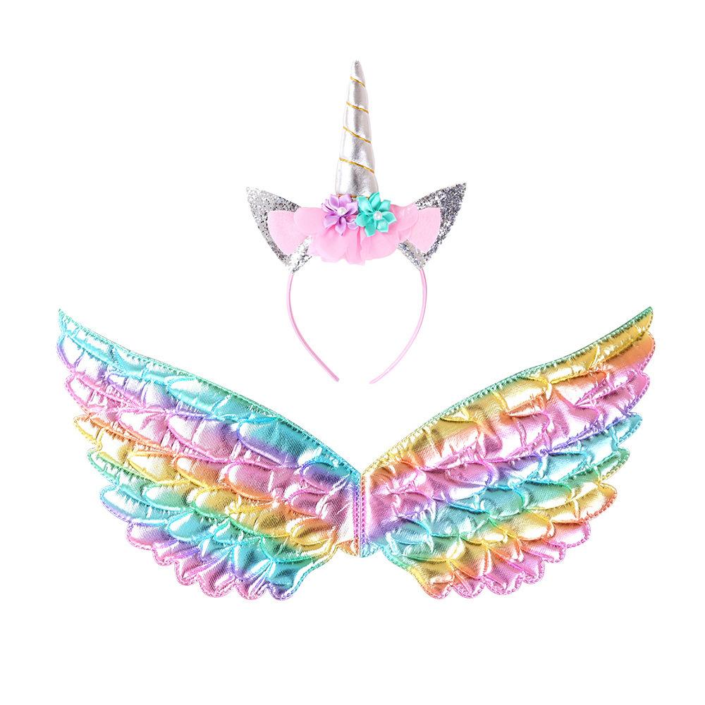 2020 Einhorn Kleid Mädchen Prinzessinnenkleid Regenbogen Kuchen Kleid Netz Abnehmbarer Umhang Halloween Außenhandel