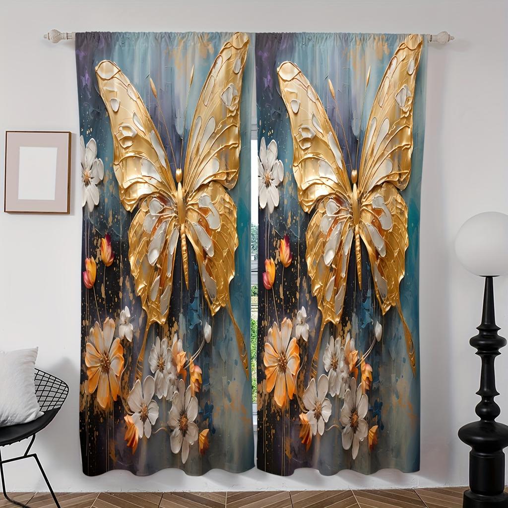 2-teiliges Set Elegante Marmoroptik Frau Digitaldruck Vorhänge Stangentasche für Wohnzimmer Schlafzimmer Fenster Klassische Heimdekoration