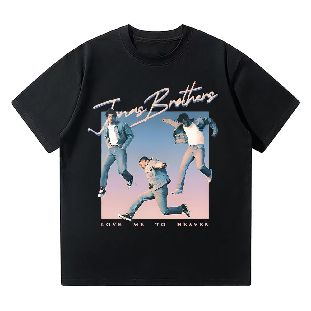 

Love Me To Heaven Blue Retro Tee Jonas Brothers Music Cotton T Shirt Summer Trends Aesthetic Women Men Short Sleeve Y2K T-shirts 4XL