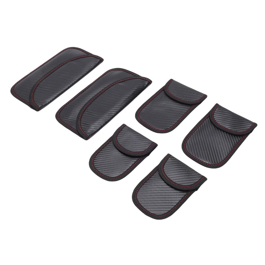 6PCS Car Signal Blocking Case Carbon Fiber Key Fob Protector Anti Theft Car Key Pouch for Security