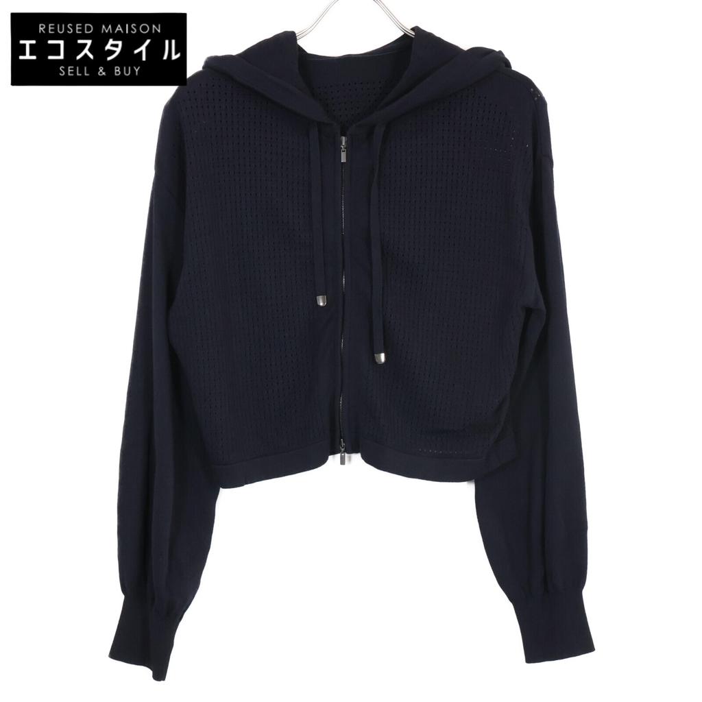 FOXEY 42769 Alessa Cardigan Hooded Knit Tops 38 Midnight blueUsed