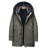 Men's Thick Hooded Down Jacket with Large Fur Collar - Extreme Cold Warmth
