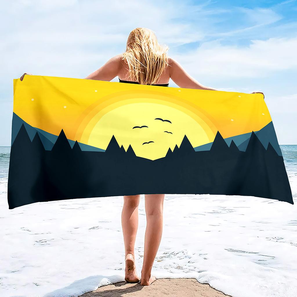 Sun Print Microfiber Beach Towel Large Quick Dry Sand Proof Absorbent Towel for Adult Travel Swimming
