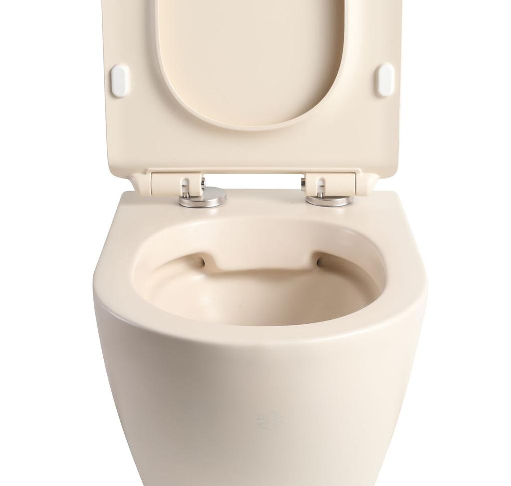 Interno wall-hung toilet bowl 49 cm rimless with W/O seat beige matt