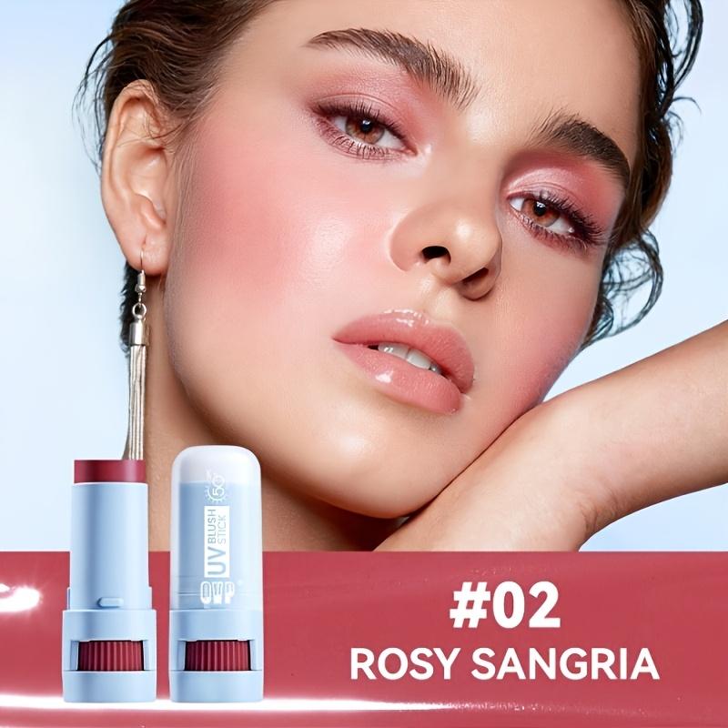 2-in-1 SPF Sunscreen Blush Stick, Jelly Texture Rotating Cheek Tint Natural Glow Finish, Waterproof and Sweatproof Blush Stick Portable Makeup