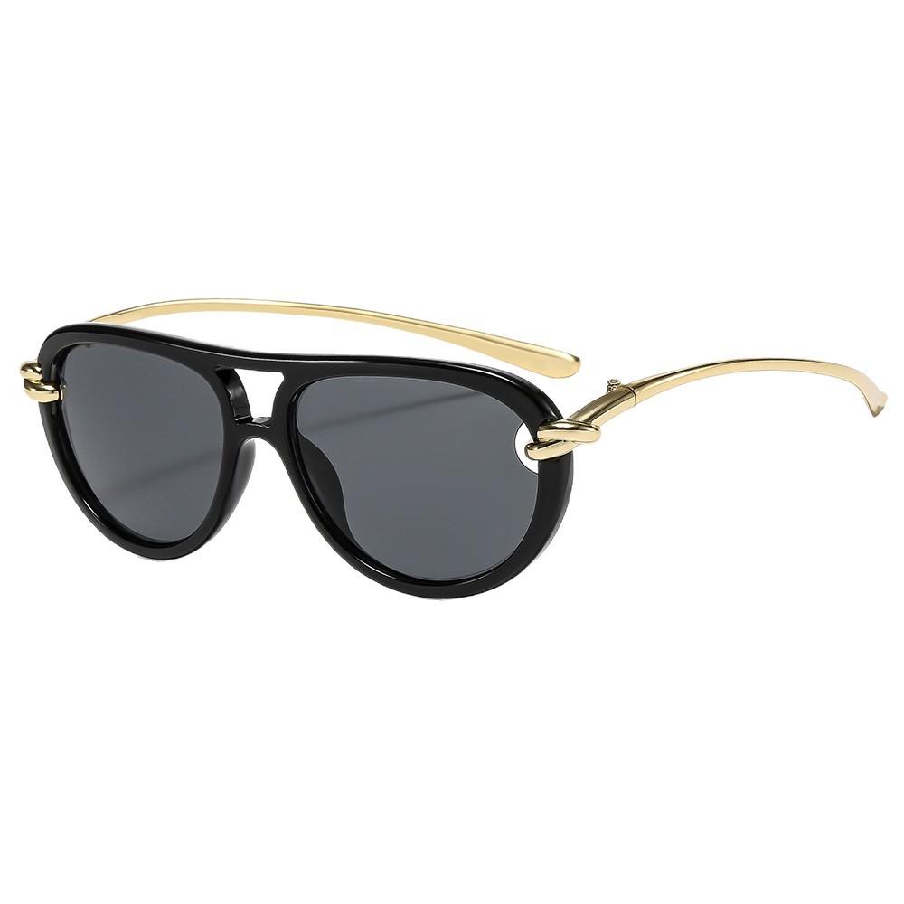 New fashion double beam toad glasses advanced sense rope knot women's personality design glasses European and American catwalk street sunglasses