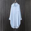 Women's Summer White Shirt: Artistic Loose-Fit, Mid-Length, Sun Protection, Thin Jacket with High-Low Hem.