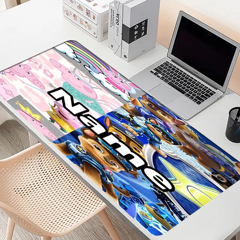 Custom Name Personalized PAW Patrol Pattern Mousepad, Laptop PC Desk Mat, Decorative Desk Mat for Home Keyboard Pad Gift