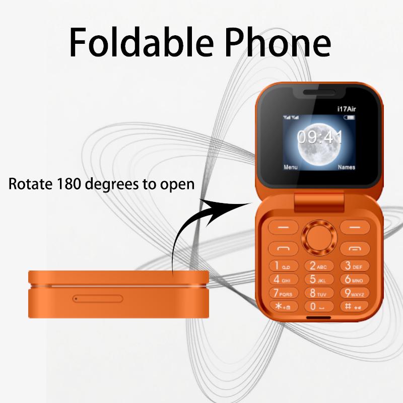 New i17Air 2G Mini Foldable Mobile Phone Dual SIM Speed Dial Blacklist Flashlight Call Record Flip Cellphone FM Radio