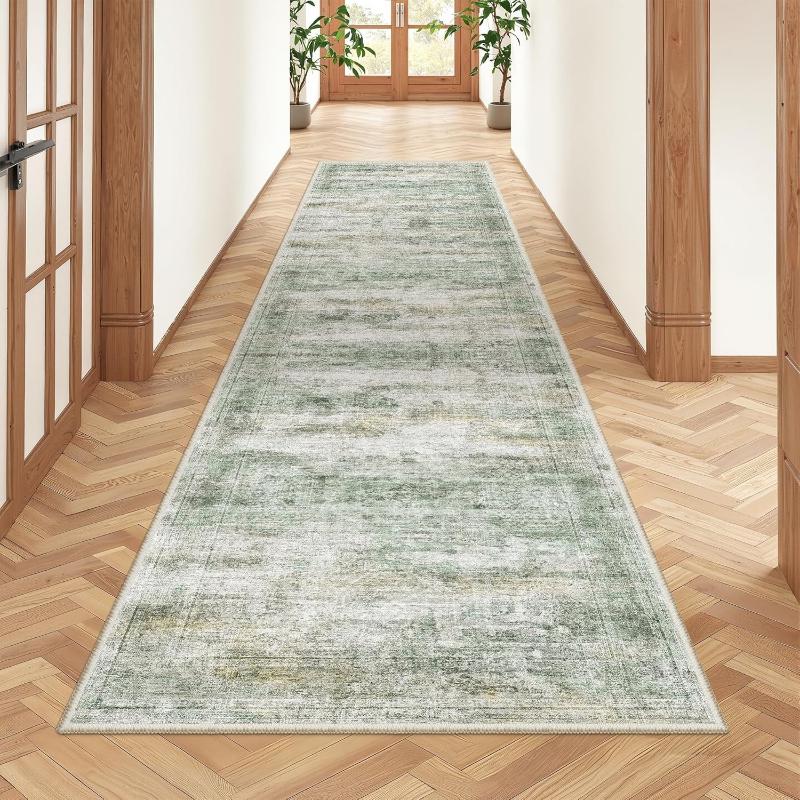 Amerikanischer Retro Pastoraler Läuferteppich Rutschfest Waschbarer Flurteppich für Eingang Küche Schlafzimmer Flur Bauernhaus Dekor