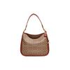 Cary 33 Classic Presbyopic Zipper Metal Buckle C Logo Coated Canvas with Calfskin Portable Shoulder Crossbody Bag Large Size Women's Red Brown