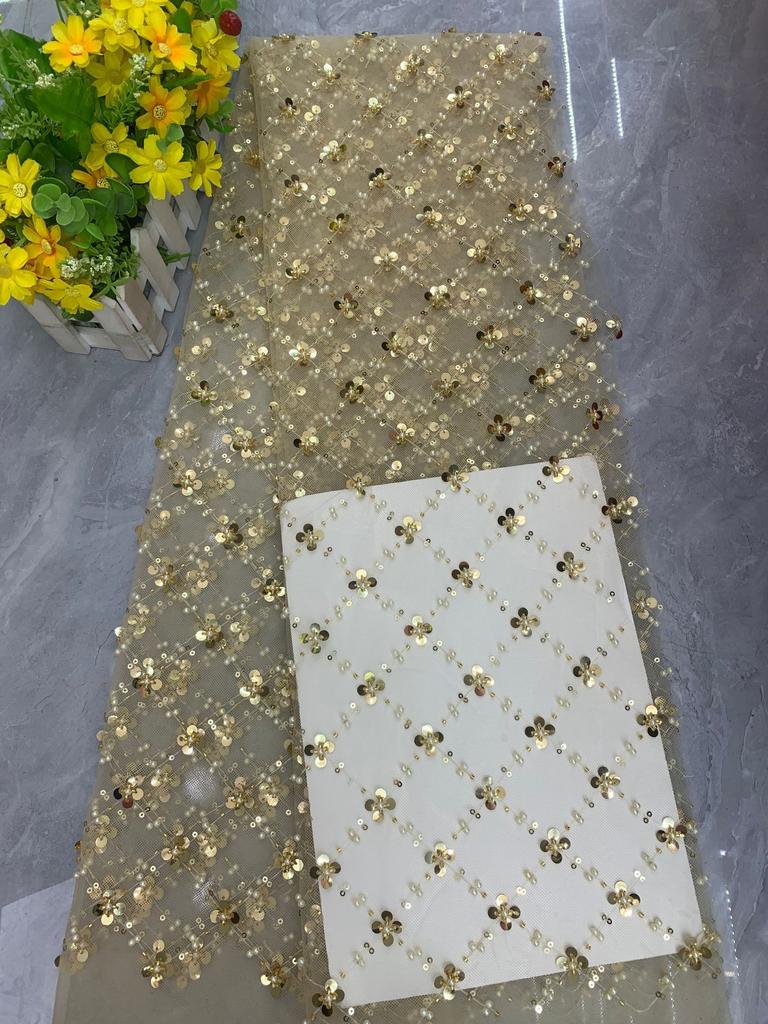 Square Sequins Organza Lace Fabric 1/3/5Yard French Luxury Beads Lace Nigerian Sequins Tulle Lace Fabric for Wedding Party Dress