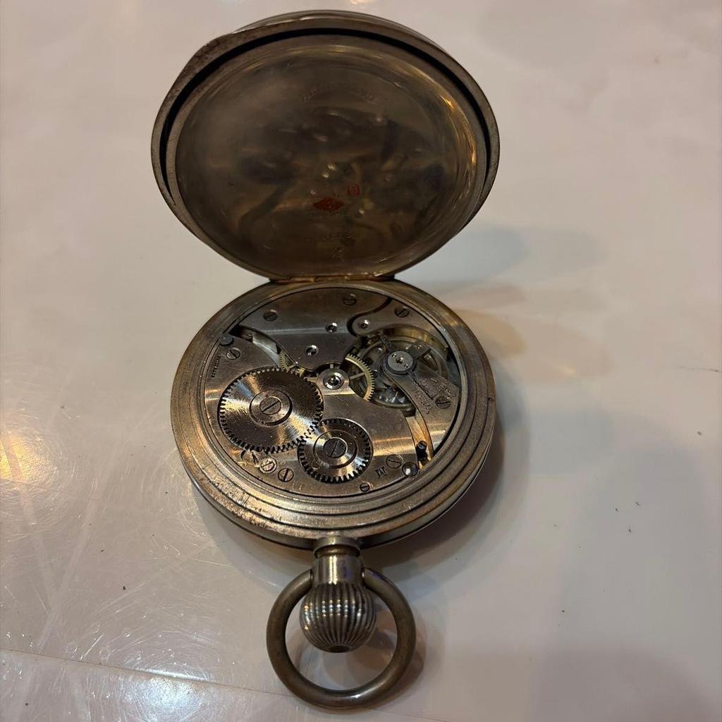 Used Antique pocket watch Swiss made silver manual winding silver color
