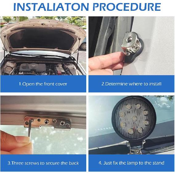 2PCS LED Light Bar Mounting Brackets, Adjustable Waterproof Hood Work Light Bracket, Vehicle LED Shockproof Non-damaging Installation Clamp,