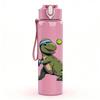 1PC Dinosaur Playing Tennis Funny Print 750ml Color Plastic Sports Water Bottle Leakproof Flip Straw Lid Suitable for Sports Office Home Use