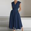ZANZEA Womens Summer V-Neck Casual Sleeveless Long Dress