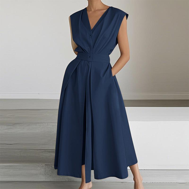 ZANZEA Womens Summer V-Neck Casual Sleeveless Long Dress