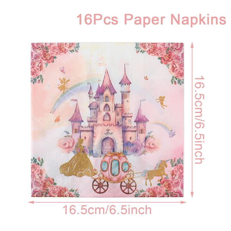 Princess Castle Cartoon Disposable Tableware Birthday Party Decorations for Home Paper Cups Plates Baby Shower Party Supplies
