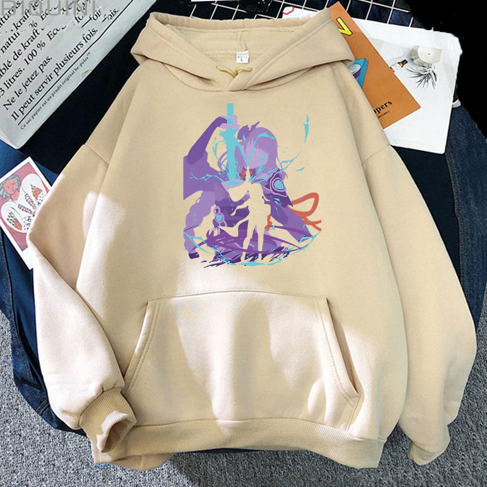 Genshin Impact Hoodie Raiden Shogun Vintage Sweatshirt Women/Men Japanese Streetwear Colors Clothes Graffiti Game Print