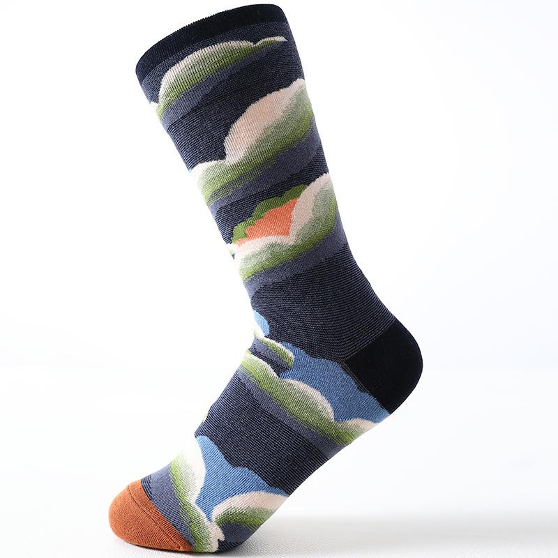 Coton peigné nouveau phare rétro chaussettes de marée japonaises hommes et femmes chaussettes mi-mollet brodées