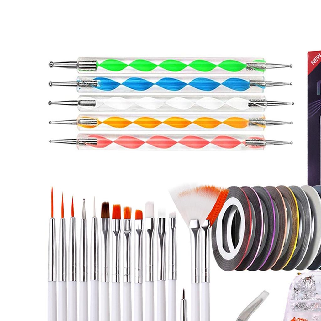 Nail Art Kit Professional Brush Decoration Thread Stamping Sticker Nail Design Tool Kit for Salon