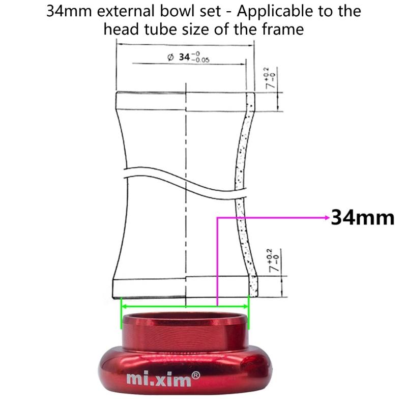 Double Bearing Headset Replacement Tapered Headset 34mm Bicycles Headset Cycling Accessory Easy to Installation
