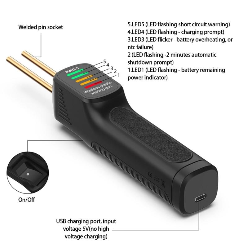 Cordless Plastic Welder Car Bumper Repair Kit USB Rechargeable Plastic Welder Machine with 2000Pcs Welding Pin
