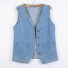 Women's Short   Denim Vest  Spring   Slim Sleeveless Jacket Vest Single-breasted Solid Color Top