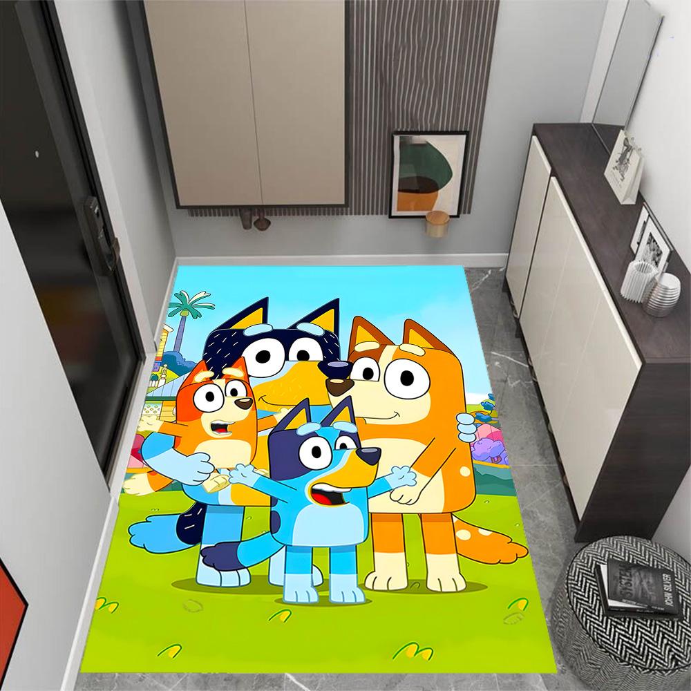 Tappeti Antiscivolo a Tema Amici Colorati di Bluey - Arredamento per la Casa in Poliestere, Adatti per Camere da Letto, Soggiorni, Ingressi, Studi e Decorazioni