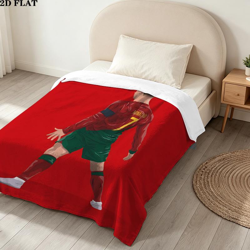 1PC Ronaldo Patterned Flannel Blanket Suitable For All Seasons For Home Decor Warmth And Comfort Gifts Holiday Present