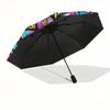 Psychedelic Mandala Automatic Folding Umbrella  Simple Eight Rib Design, Bright Color Pattern, Durable Iron Frame, Ideal for Travel and Outd