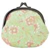 Senshishuin Nishijin Brocade Clasp 3.5-inch Round WalletCoin Purse (Lined) (Young Leaf Peony Cherry Blossom Design)