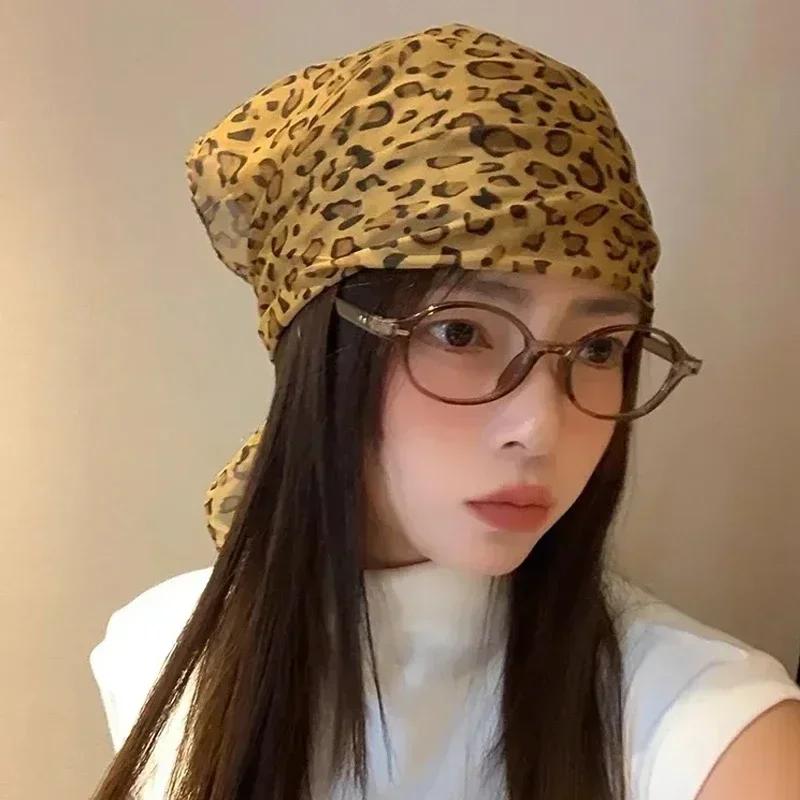 Y2K Retro Leopard Headscarf Women Girl High Quality Comfortable Fashion Headscarf Warm Versatile Party Scarf Exquisite Accessory