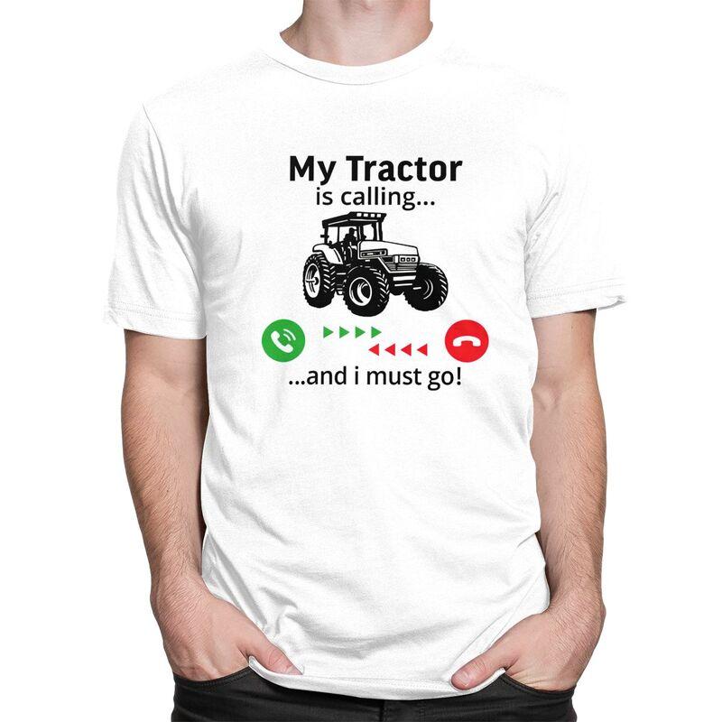 Mein Traktor Ruft T-Shirts Reine Baumwolle Kurzarm Lustiges Landwirt Fahrer T-Shirt Locker Übergröße Sommer Stil Kleidung