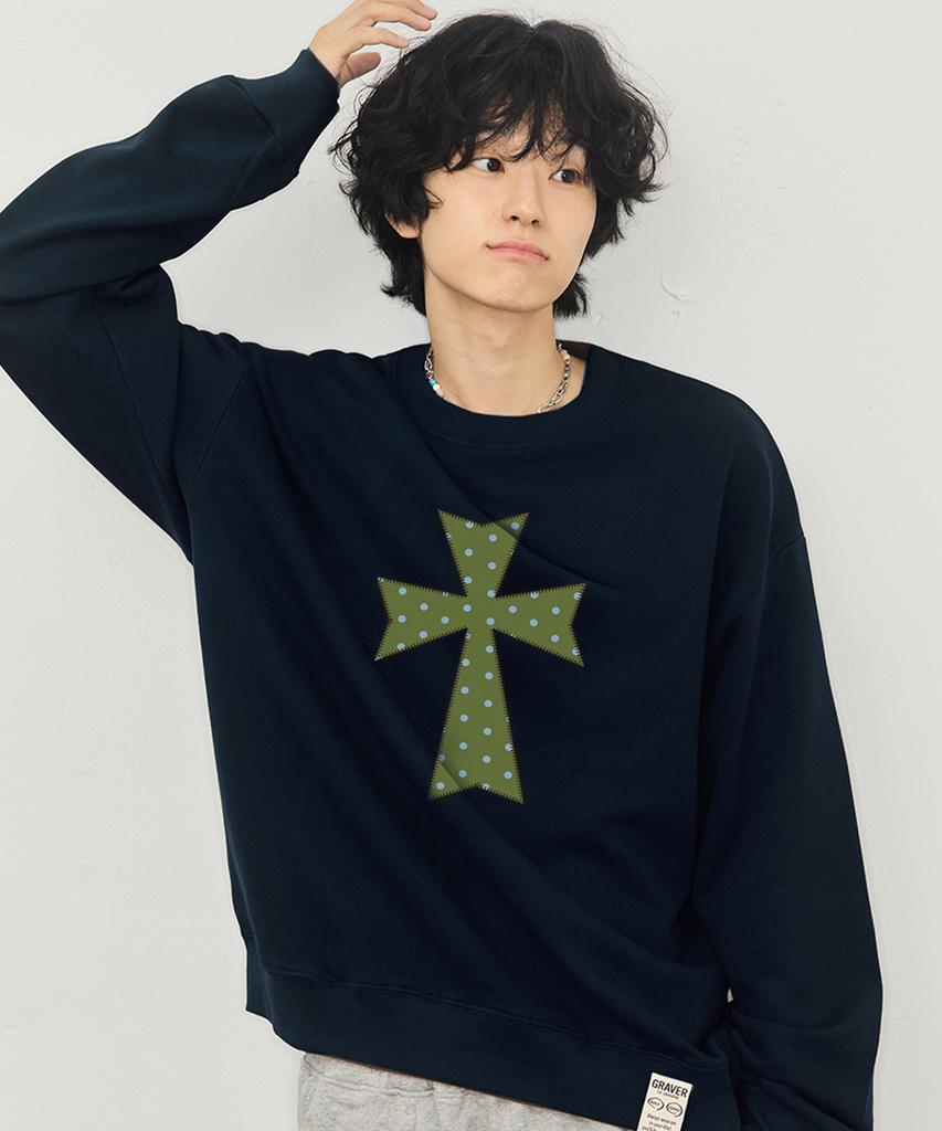 GRAVER [Unisex] Dot Cross Sweatshirt_4Color