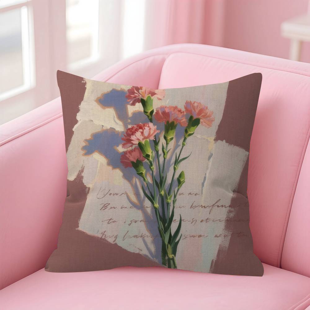 Vintage Floral Art Flower Pillowcase Toon Gift Cushion Cover Bedroom Home Sofa Chair Seat Decor Pillow Case
