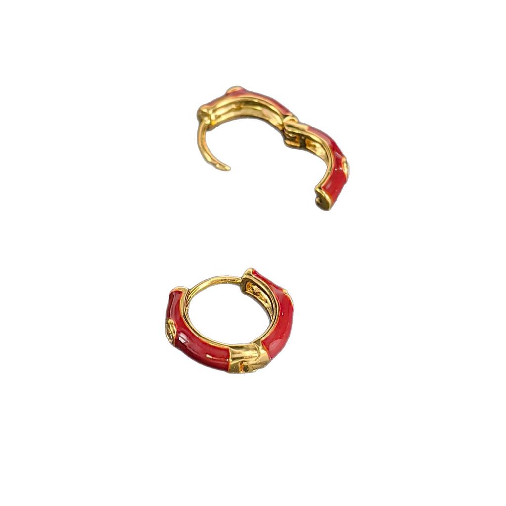 Enamel Drop Glaze Earrings Versatile Earrings French Retro Diamond-set Fashion Sense Simple Commuter Fashion Earrings Accessories Women