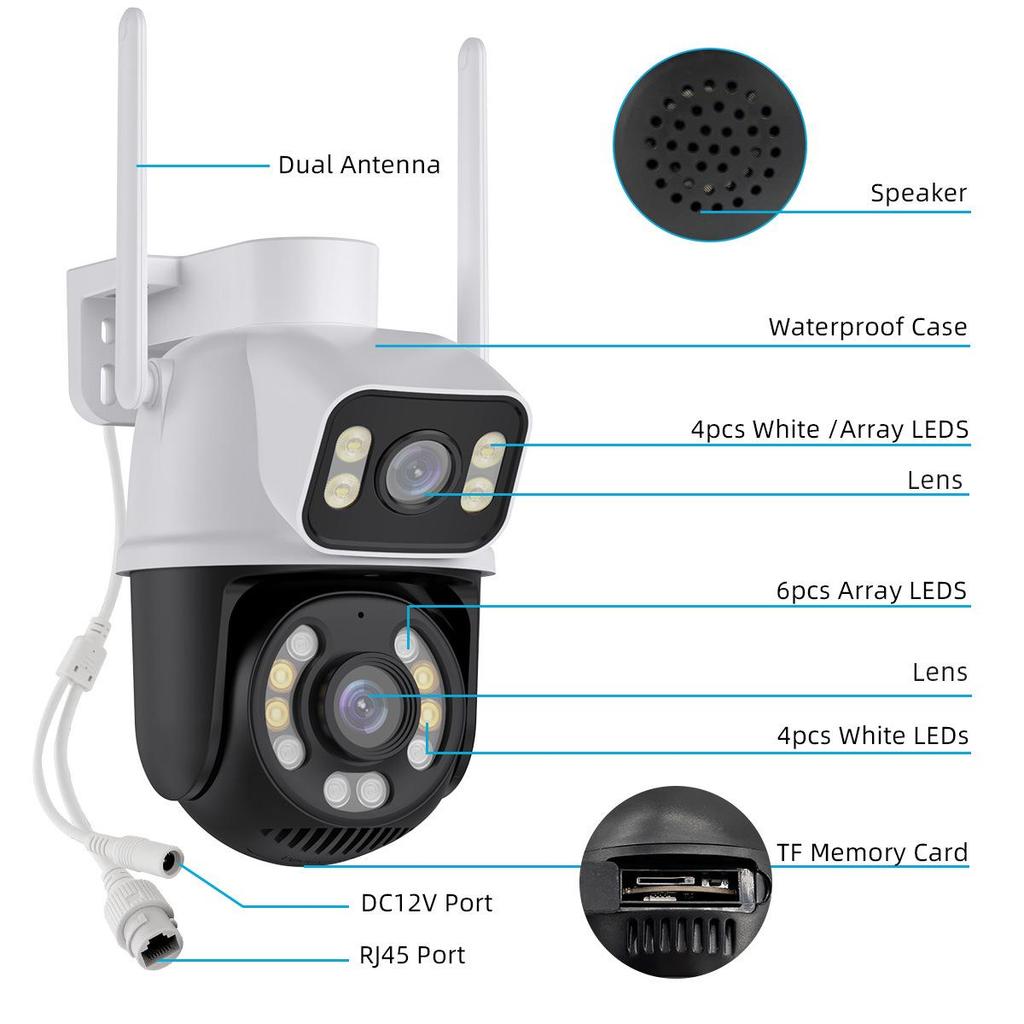 iCSee Dual-Lens Wireless WiFi Camera: HD Full-Color Night Vision & Mobile Remote Outdoor Surveillance