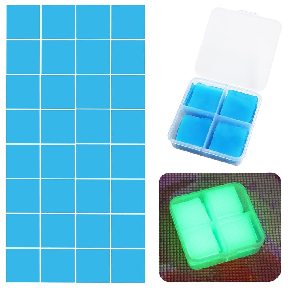 

48/32PCS Silicone Luminous Painting Clay Wax Storage Container Box Diamond Wax Tool Blue-32pcs