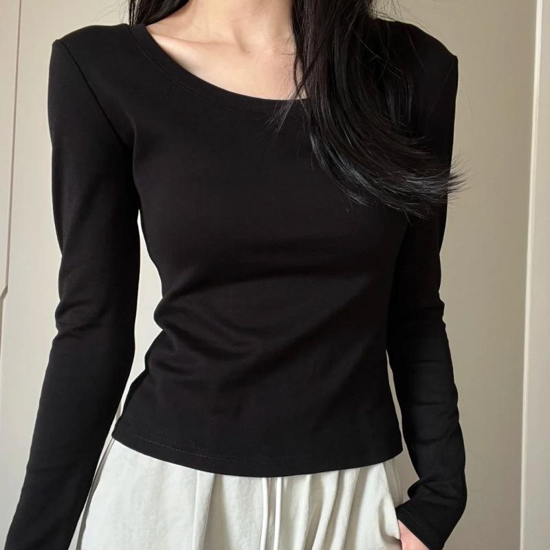 Women s White U-Neck Slimming Long-Sleeve Base Layer Top S (Weight 80-95) чёрный