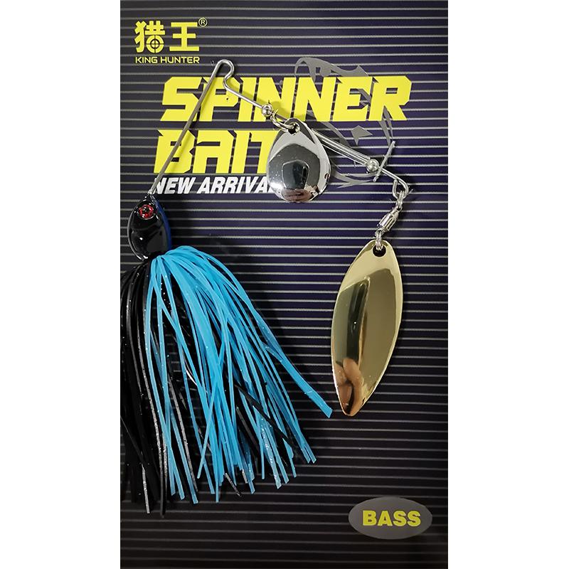High-Quality 7G Buzz Bait Spinner Lure with Black Head and Rubber Skirt for River and Lake Fishing
