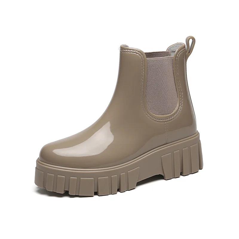 Fashion Platform Rain Boots Women Garden Galoshes Waterproof Rubber Chelsea Boots Female Non-slip Rainshoes Fishing Waders Water Shoes