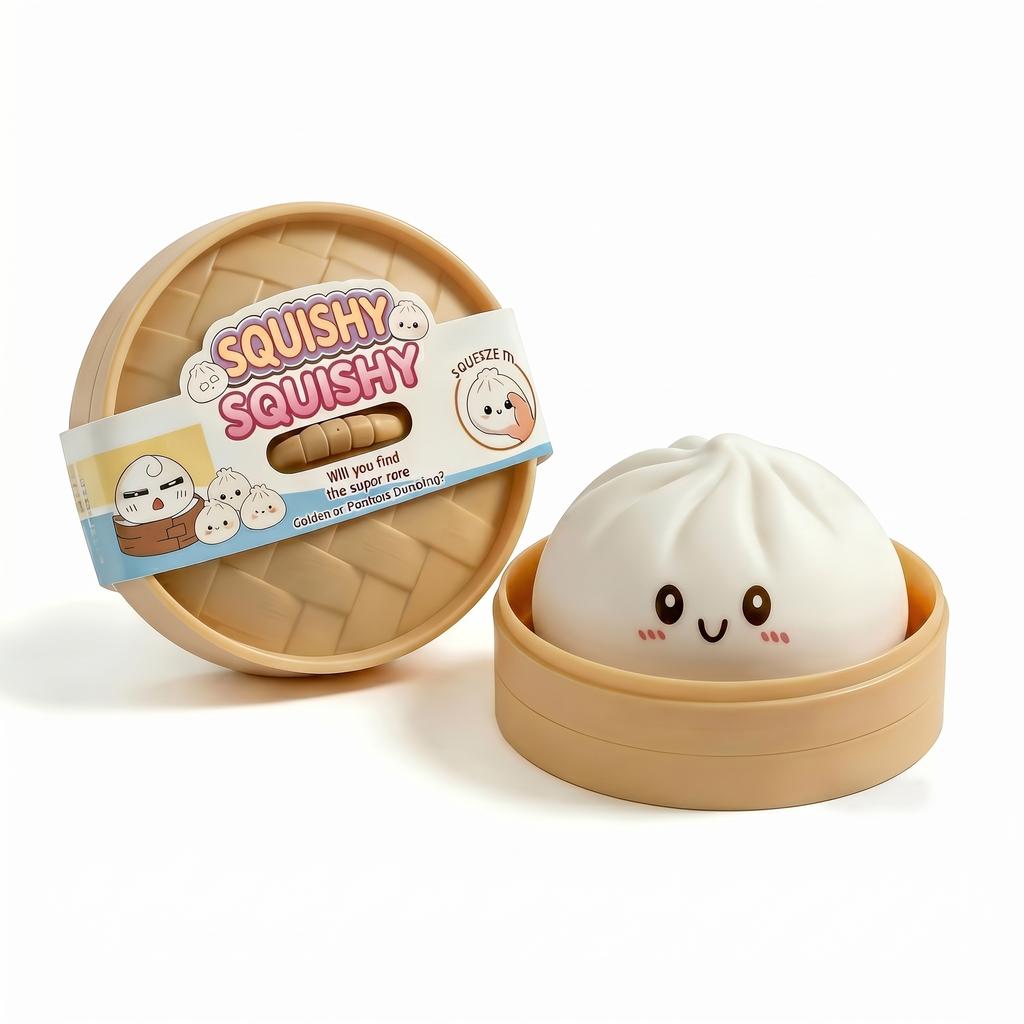 4Pcs Healing Smiley Baozi Dumpling Squishy Toy With Steamers Cute Fake Food Squeeze Toys Slow Rising Sensory Fidget Relief Toy