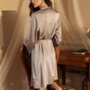 Ladies Hotel Sexy Cardigan Nightgown High-end Light Luxury Imitation Silk Fabric Pajamas Loungewear